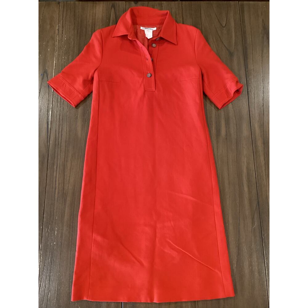 MICHAEL KORS COLLECTION Red Wool Collared polo short sleeve shift Dress 4